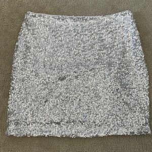 Forever 21 Silver Sequin Mini Skirt Small